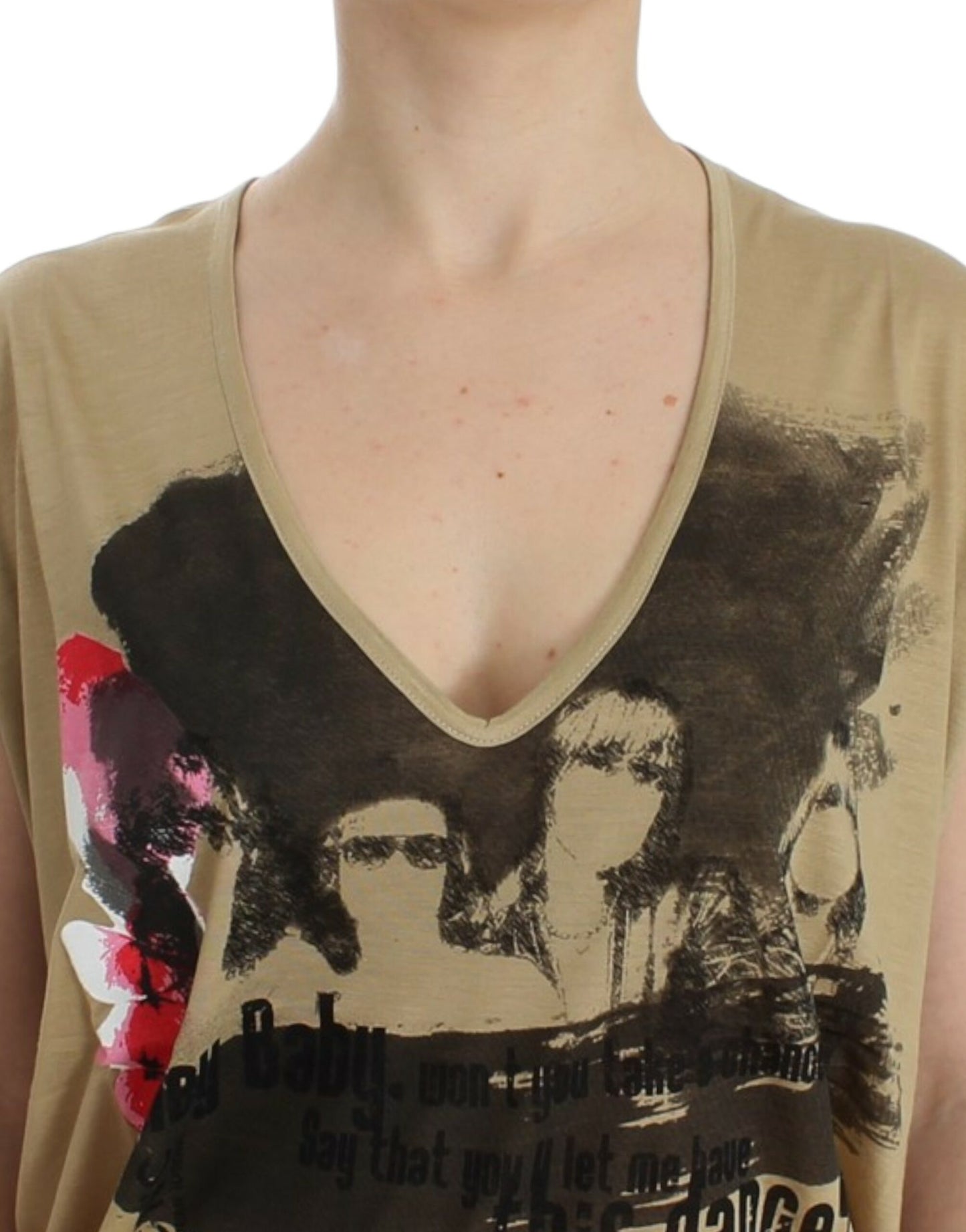 Costume National Beige t-skjorte med motivtrykk
