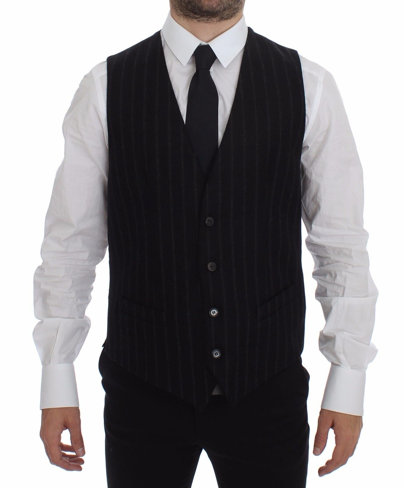 Svart stripete ulllogovest Gilet Weste