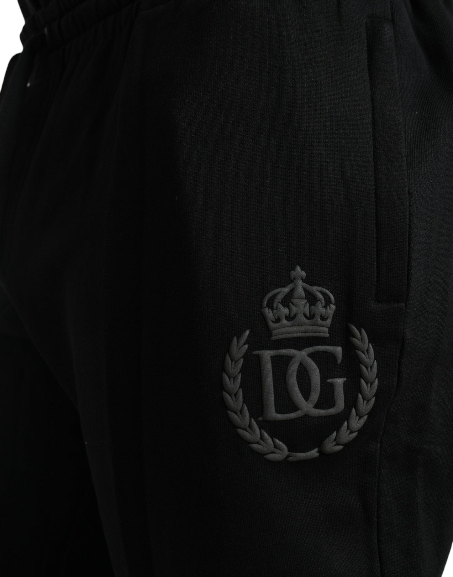 Dolce & Gabbana Svarta Bomullslogotyp Jogger Herr Träningsbyxor Byxor