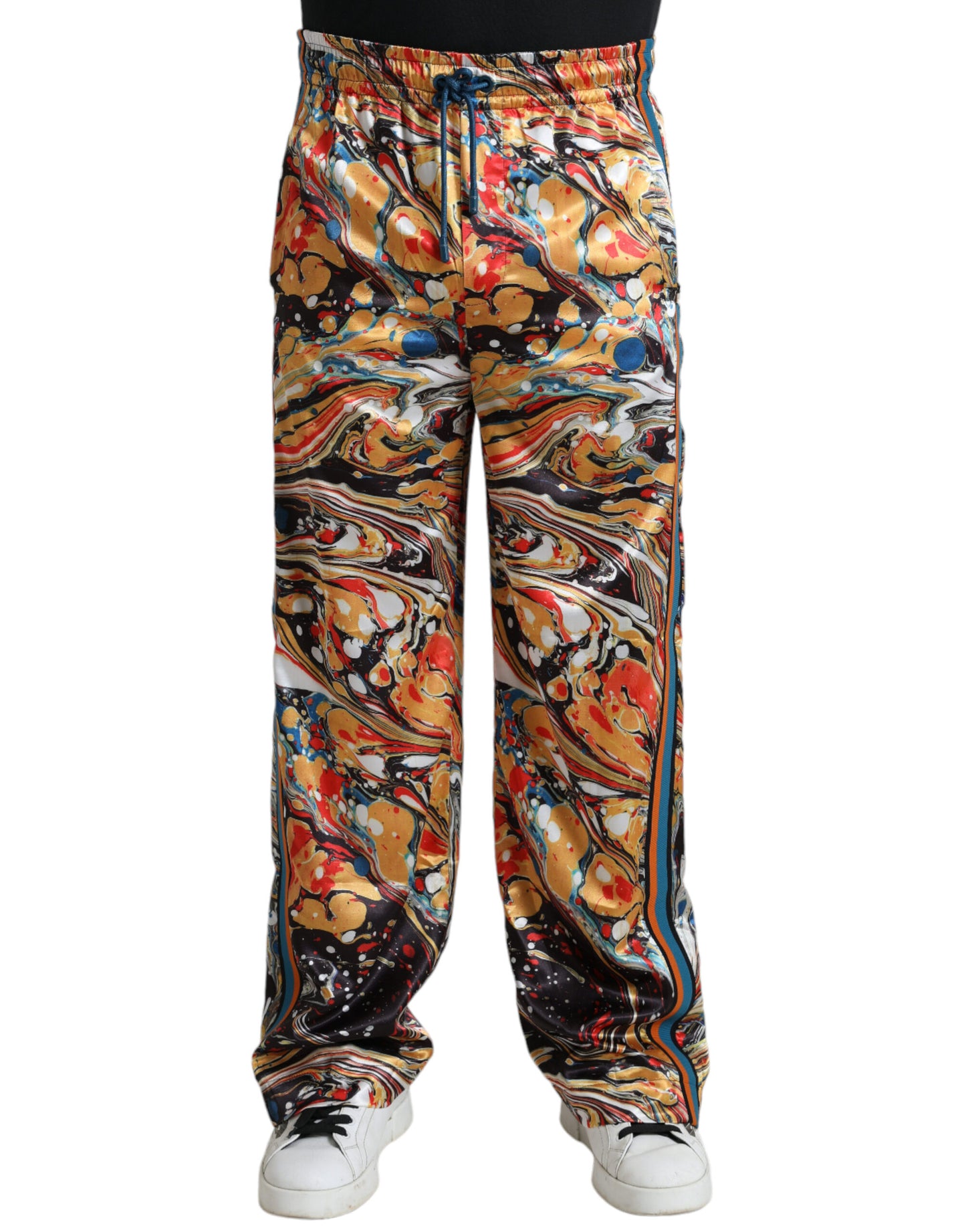 Dolce & Gabbana Flerfärgade Marmormönster Satinbyxor
