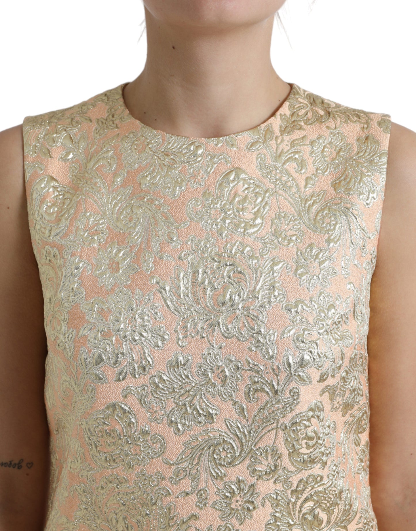 Dolce & Gabbana Metallic Blommig Jacquard A-linje Miniklänning