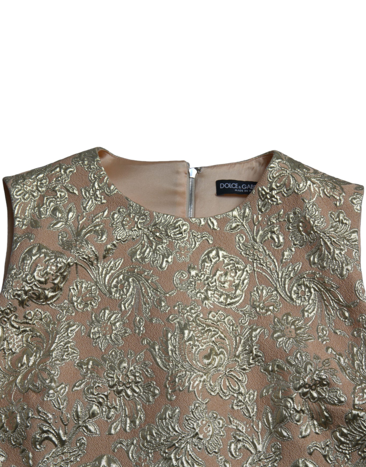 Dolce & Gabbana Metallic Blommig Jacquard A-linje Miniklänning