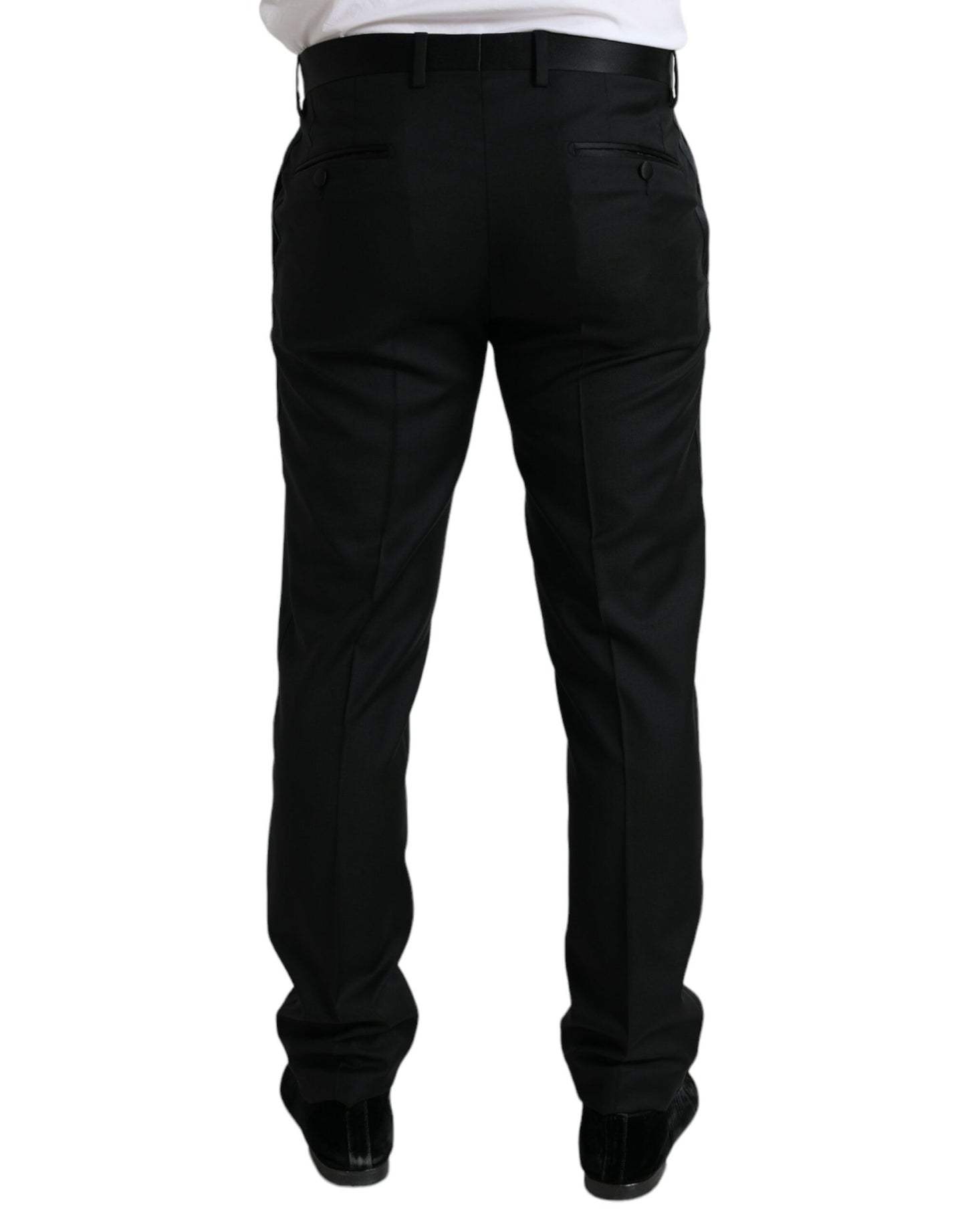 Dolce & Gabbana Svarta Ull Slim Fit Formella Byxor Dressbyxor