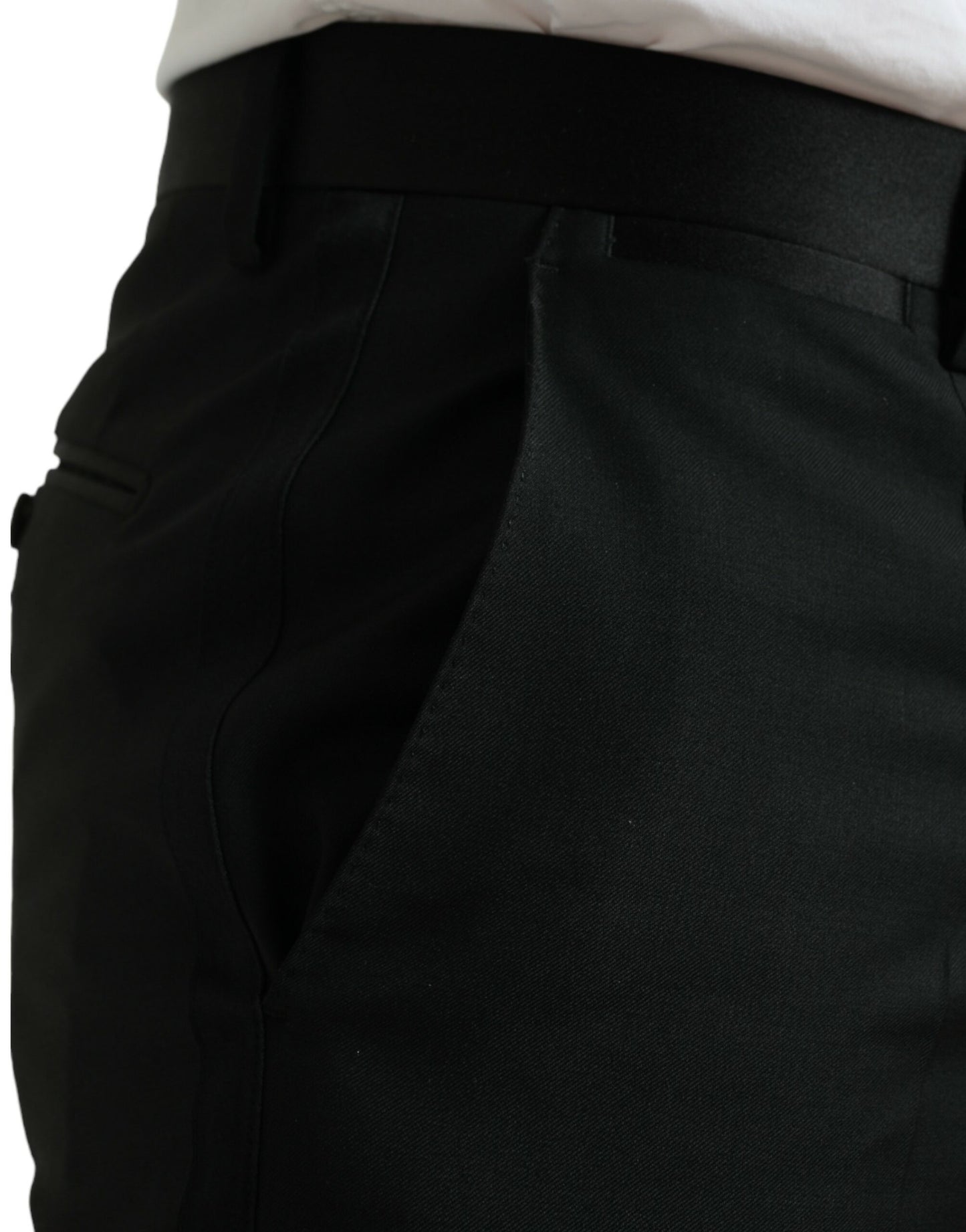 Dolce & Gabbana Svarta Ull Slim Fit Formella Byxor Dressbyxor