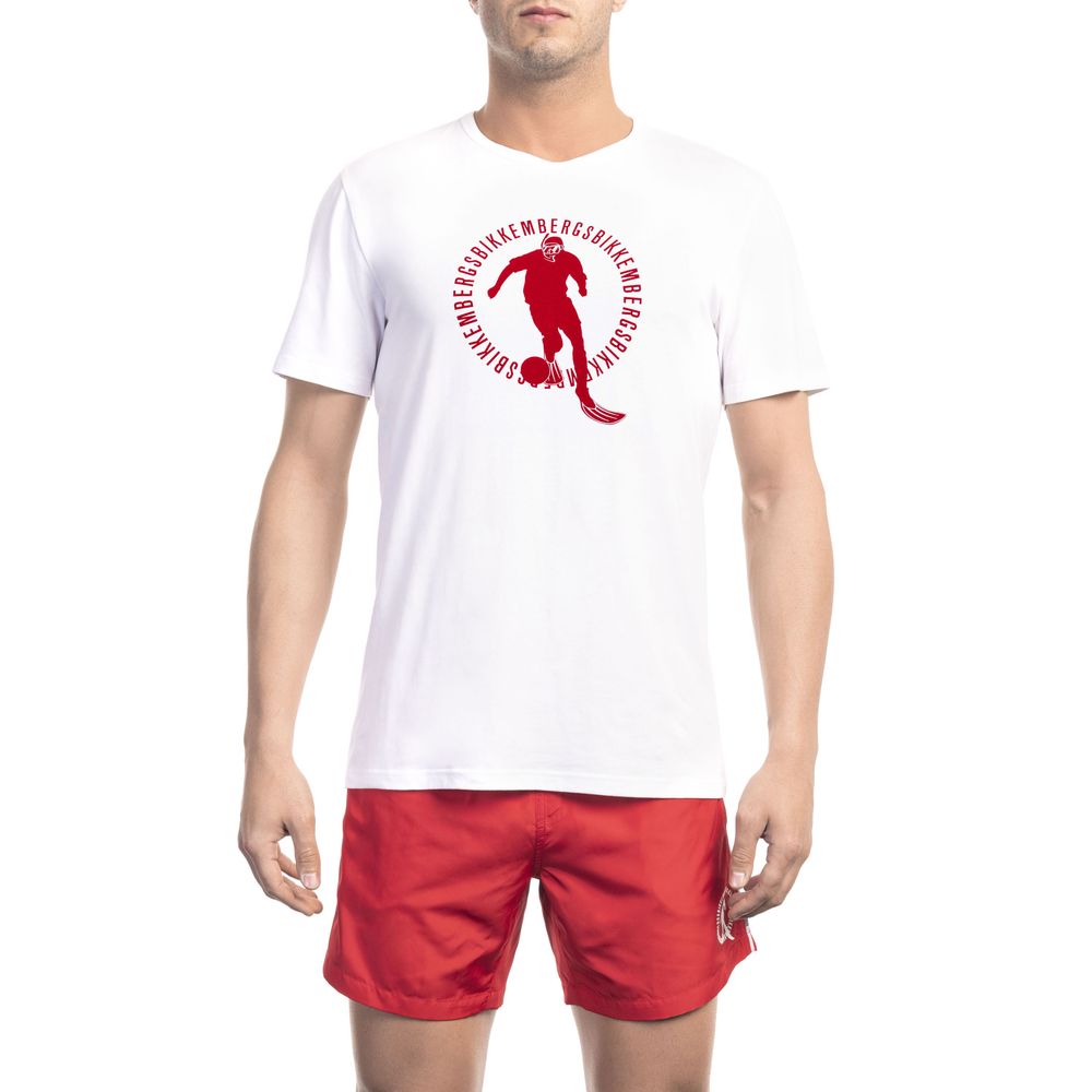 Bikkembergs vit bomulls-T-shirt för män