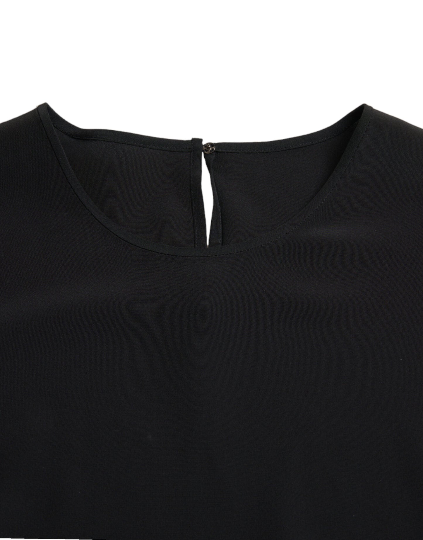 Dolce & Gabbana Svart sidenblus med rund hals och korta ärmar