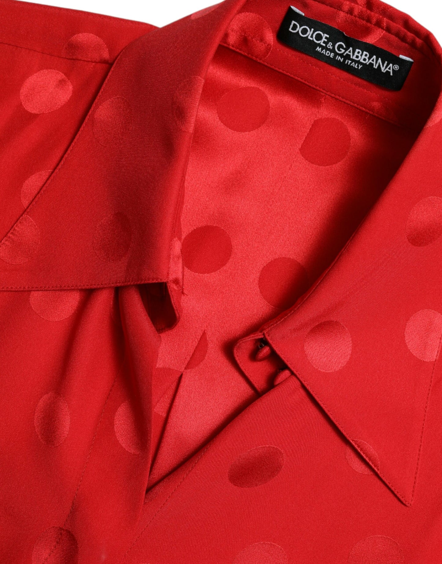 Dolce & Gabbana Rød Polkadot Ermeløs Kragebluse Topp