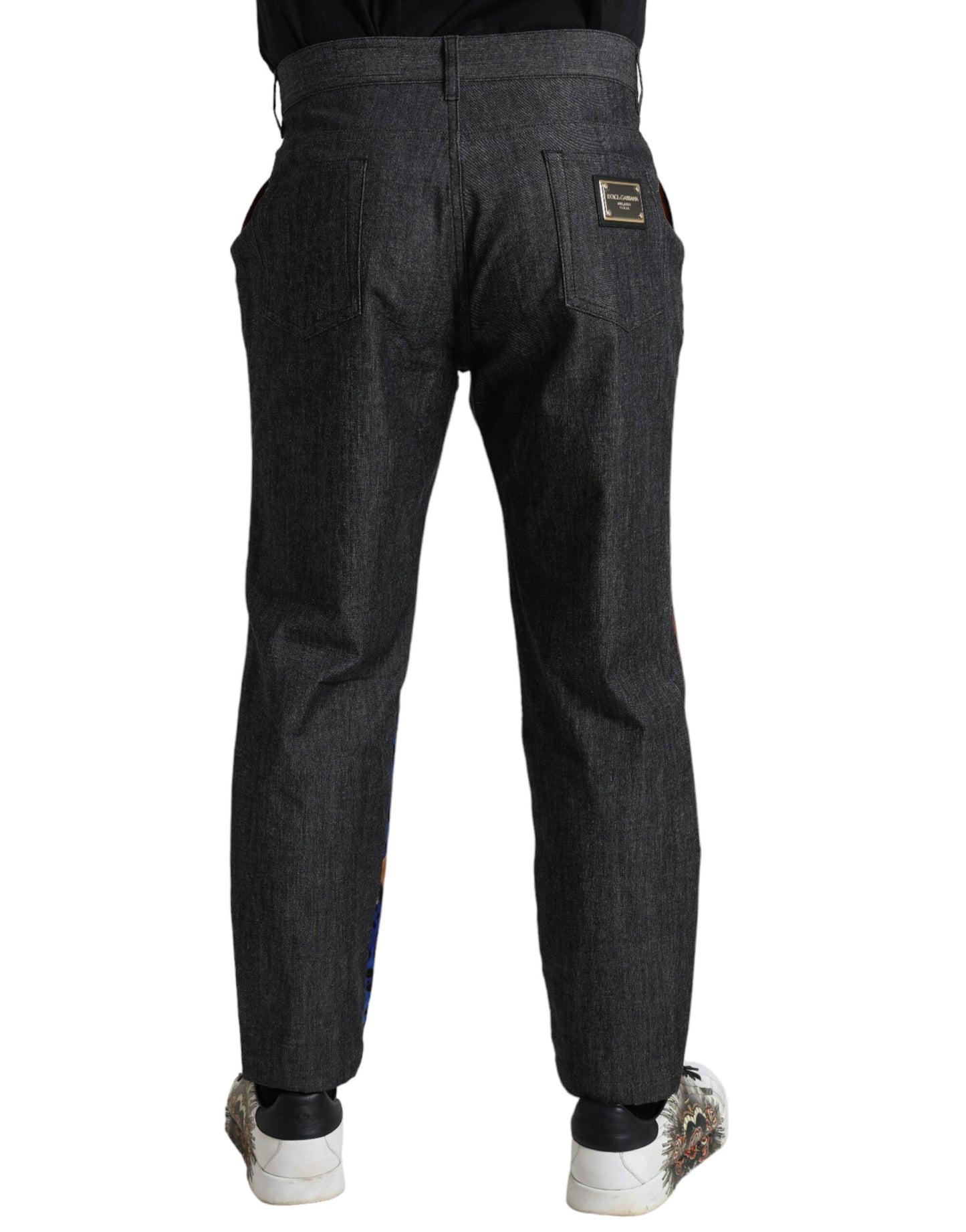 Dolce & Gabbana Flerfärgade Tiger Bomulls Lösa Denim Jeans