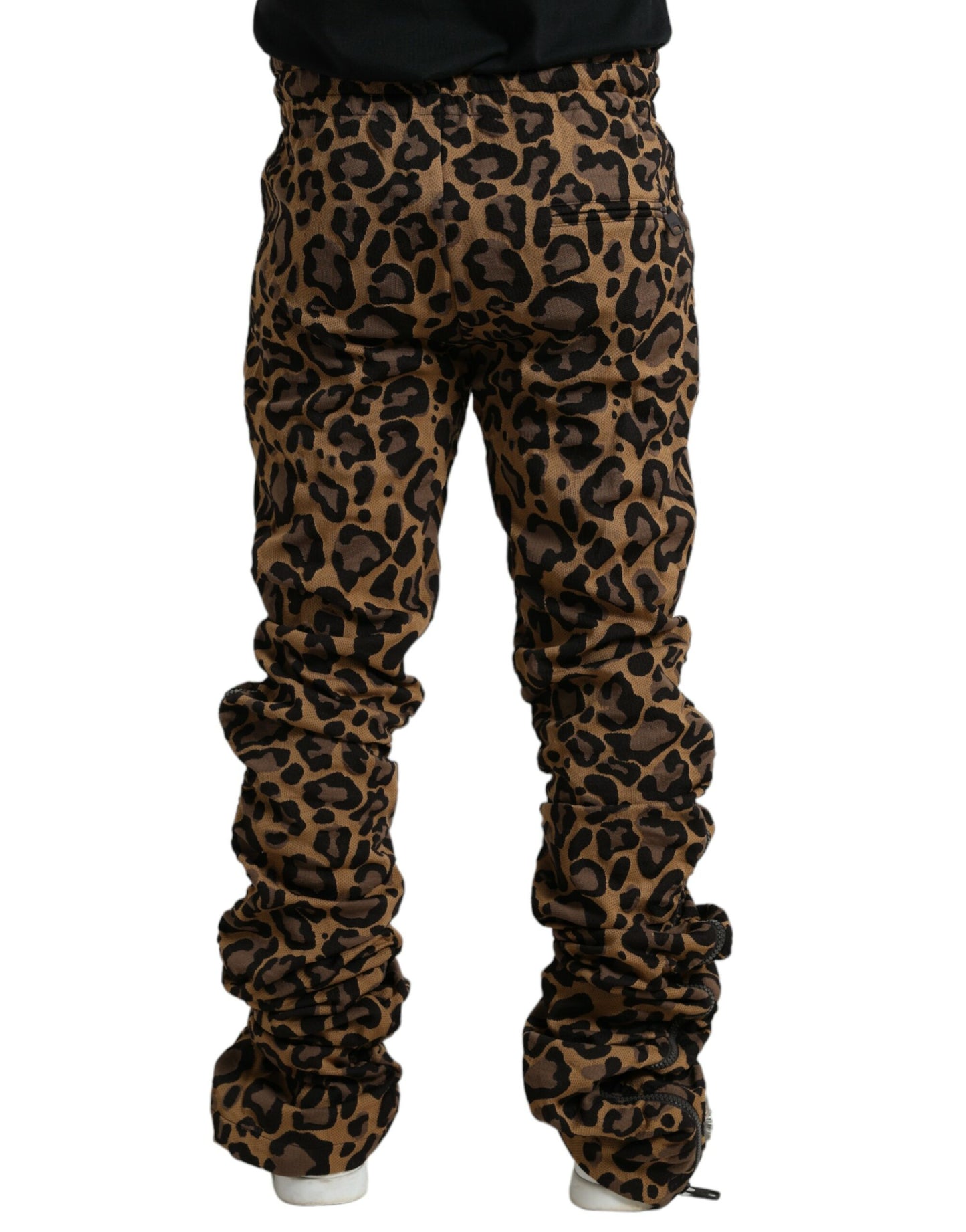 Dolce & Gabbana Bruna Leopardmönstrade Joggerbyxor i Jacquard