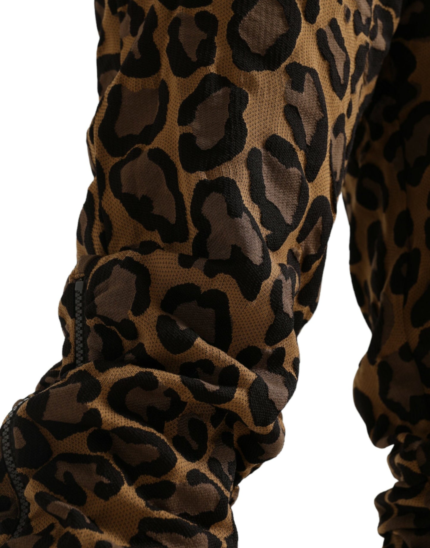 Dolce & Gabbana Bruna Leopardmönstrade Joggerbyxor i Jacquard