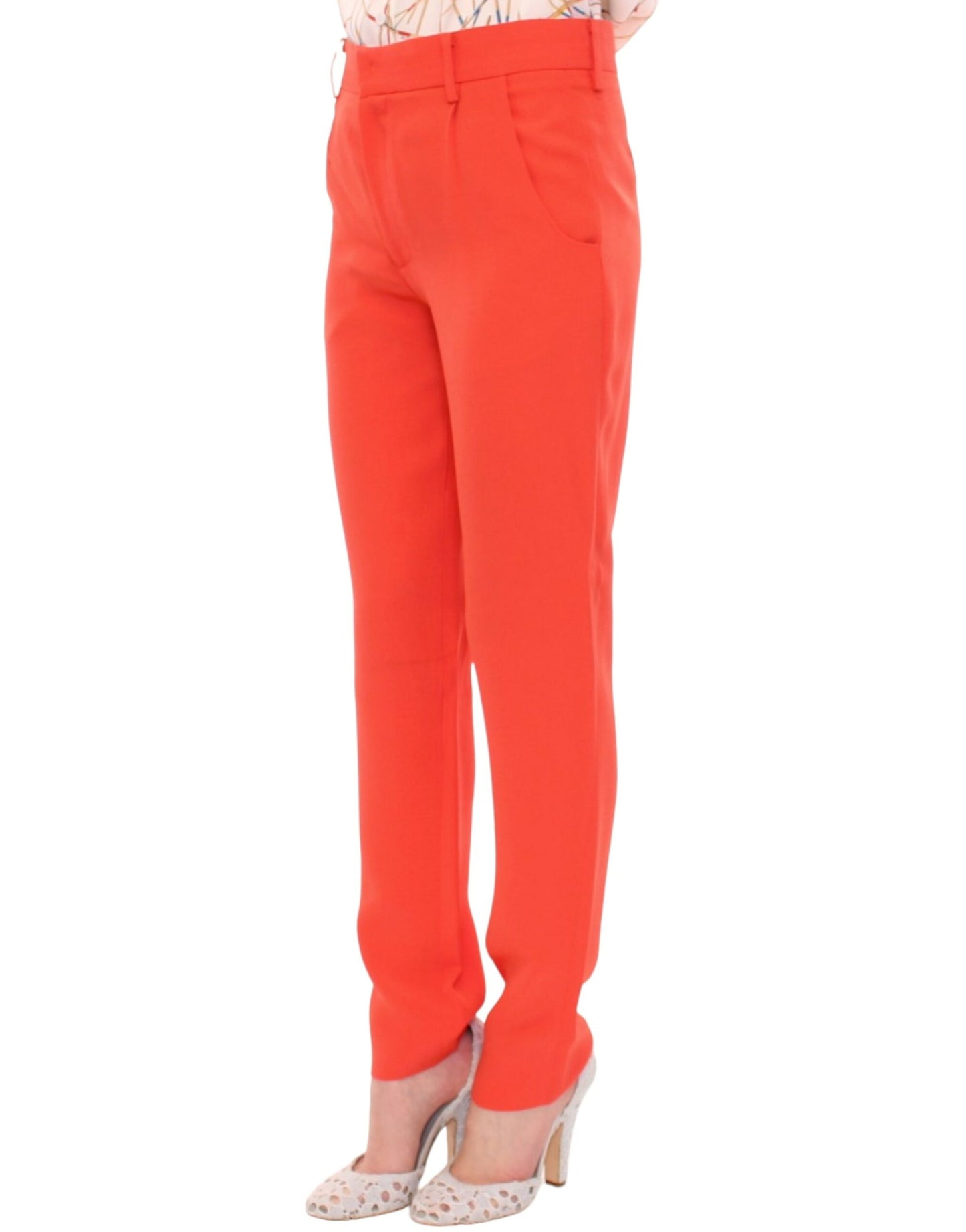CO|TE Orangea stretchbyxor med boyfriend-motiv