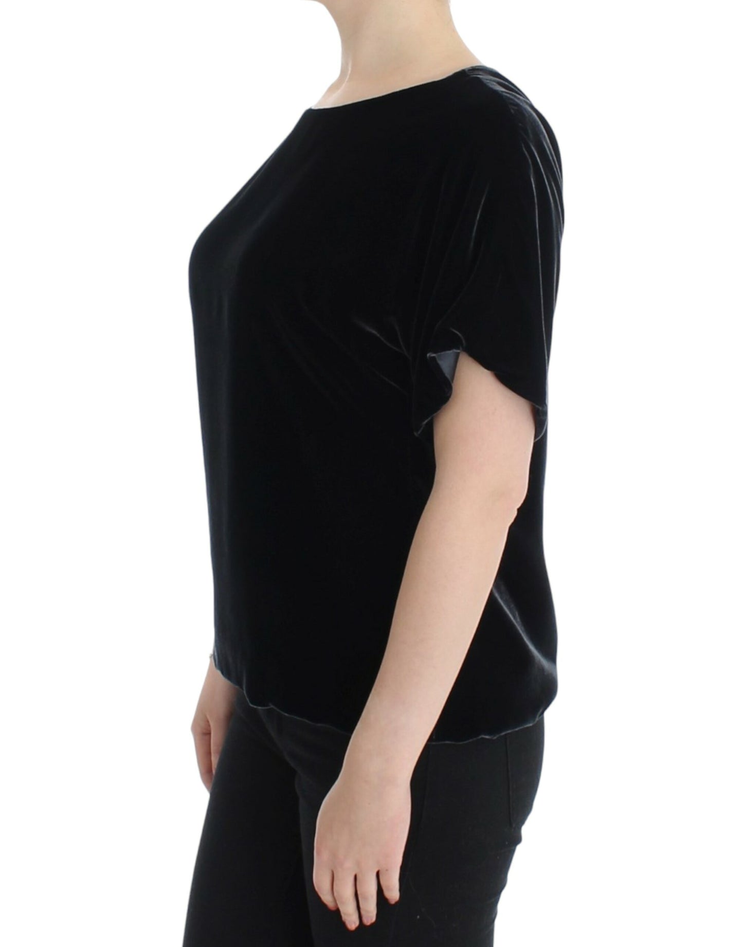 Dolce & Gabbana Svart sammetsblus med kort ärm