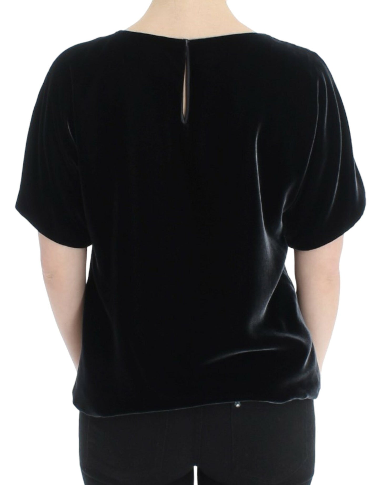 Dolce & Gabbana Svart sammetsblus med kort ärm