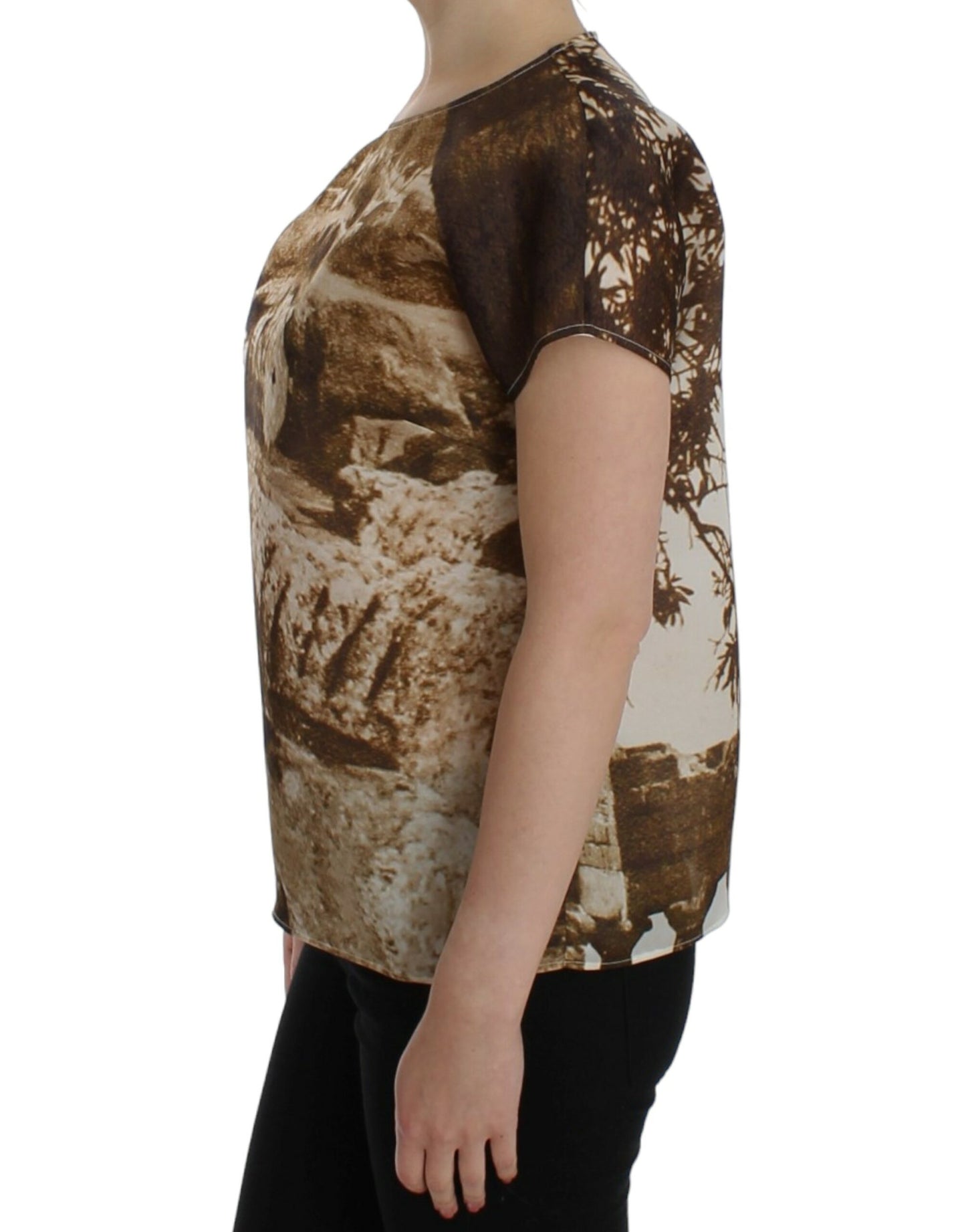 Dolce & Gabbana Brun Taormina sidenblus