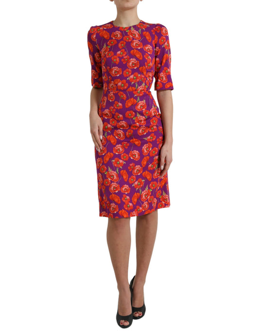 Dolce & Gabbana Flerfärgad Blommig Vallmo Mönstrad Klänning