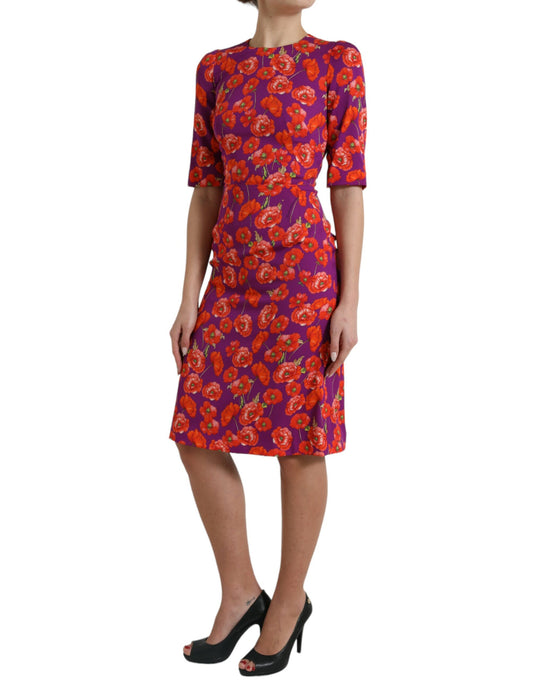 Dolce & Gabbana Flerfärgad Blommig Vallmo Mönstrad Klänning