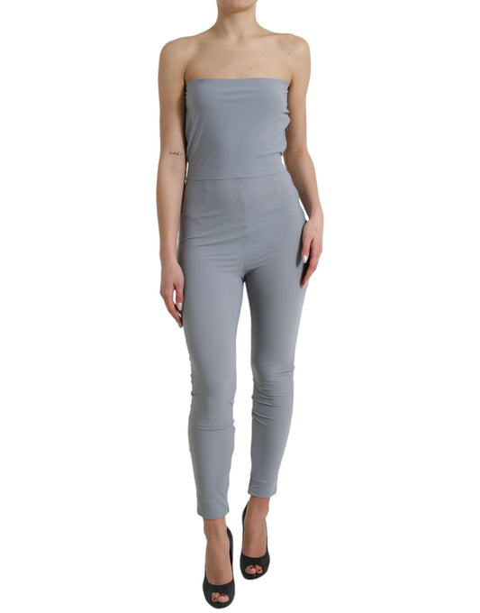 Dolce & Gabbana Grå Nylon Axelbandslös Bodycon Jumpsuit Klänning