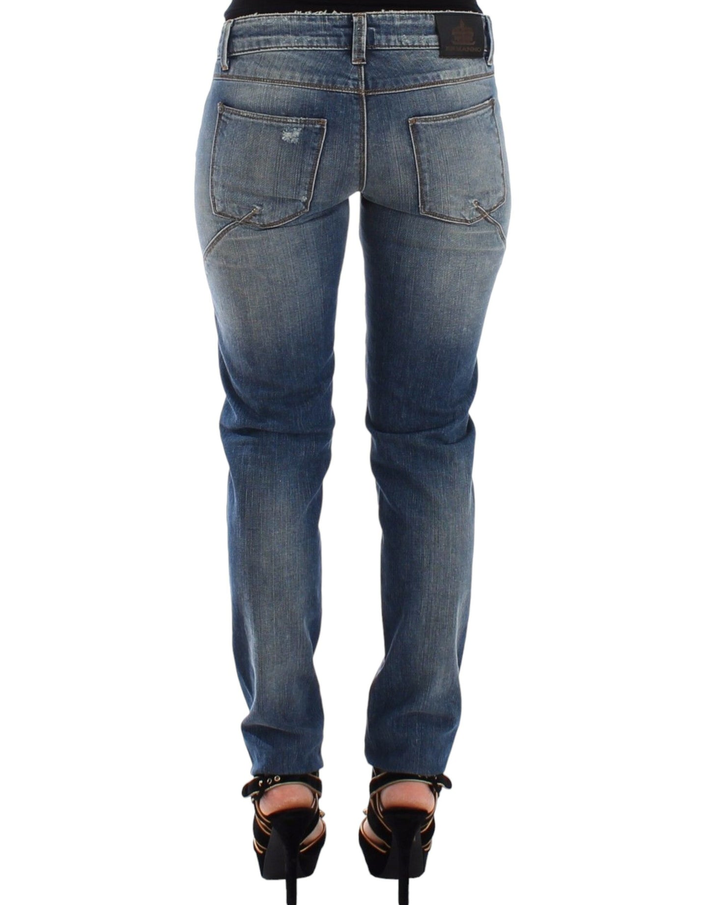 Ermanno Scervino Blå Slim Jeans Denimbyxor Raka Stretchiga