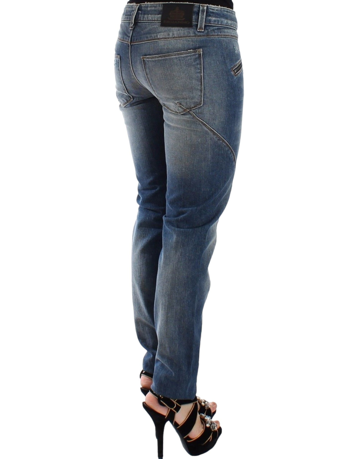 Ermanno Scervino Blå Slim Jeans Denimbyxor Raka Stretchiga