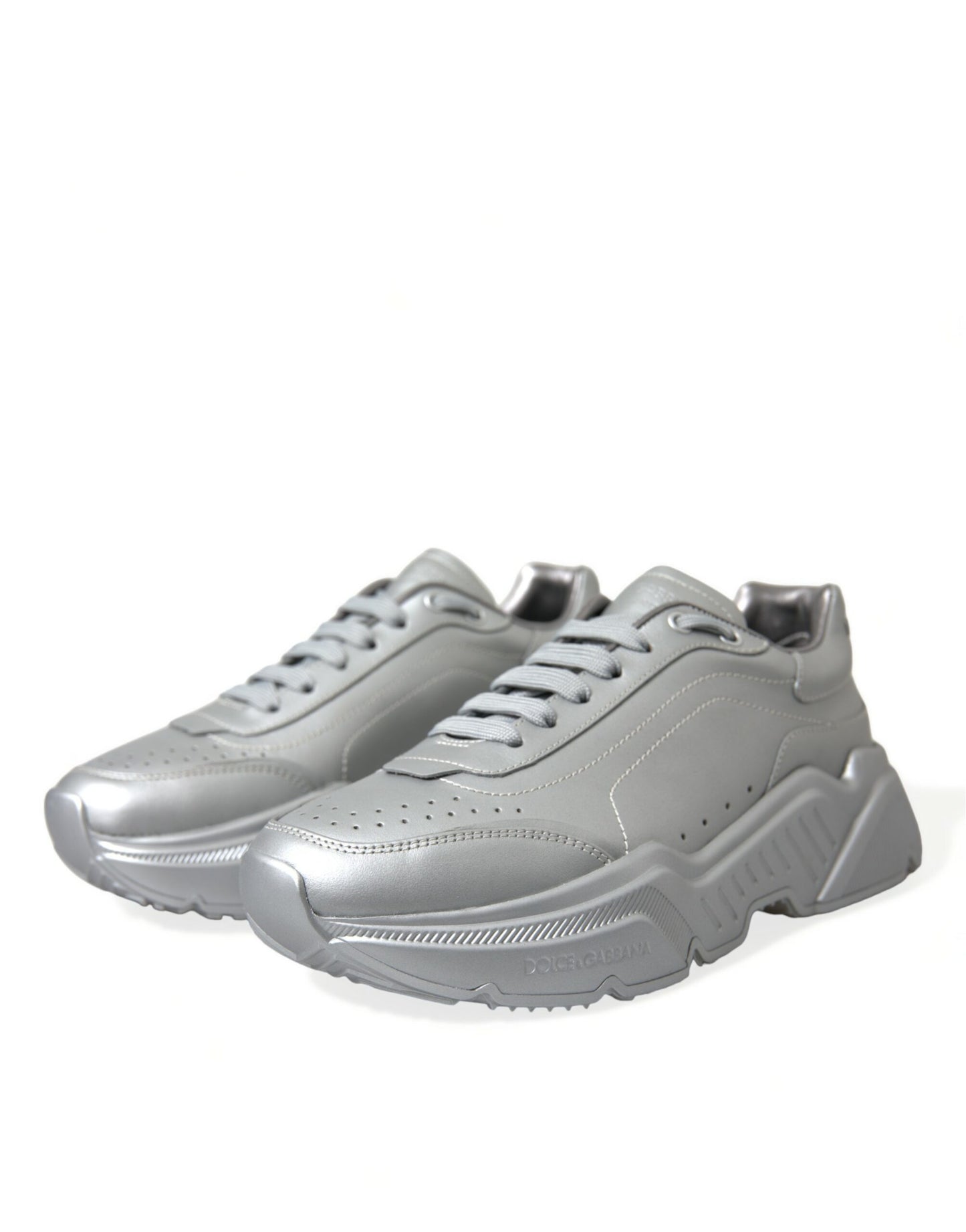 Dolce & Gabbana Silver Daymaster Läder Herr Casual Sneakers Skor