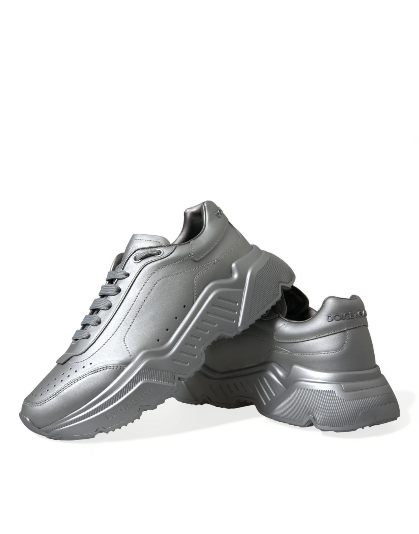 Dolce & Gabbana Silver Daymaster Läder Herr Casual Sneakers Skor