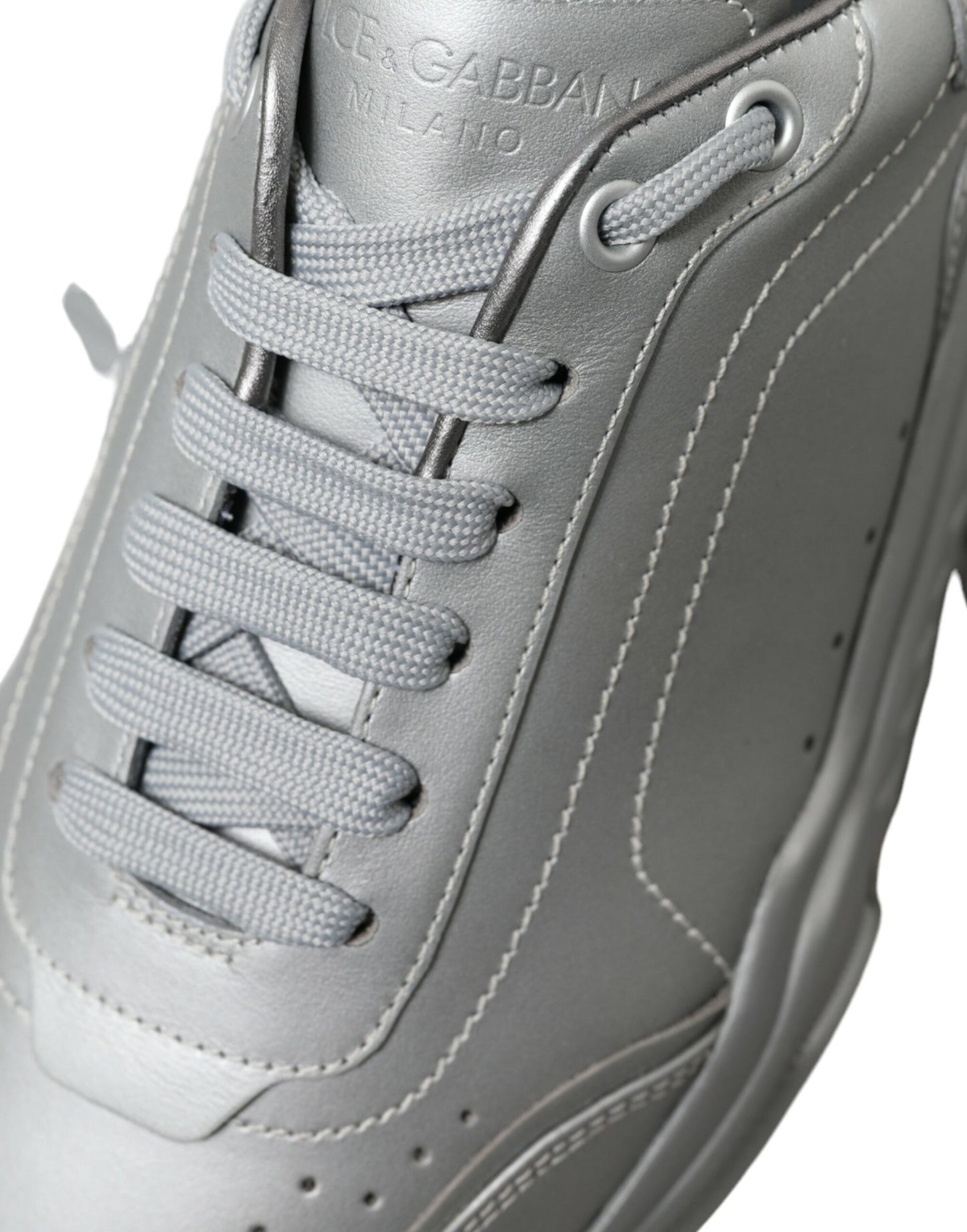 Dolce & Gabbana Silver Daymaster Läder Herr Casual Sneakers Skor