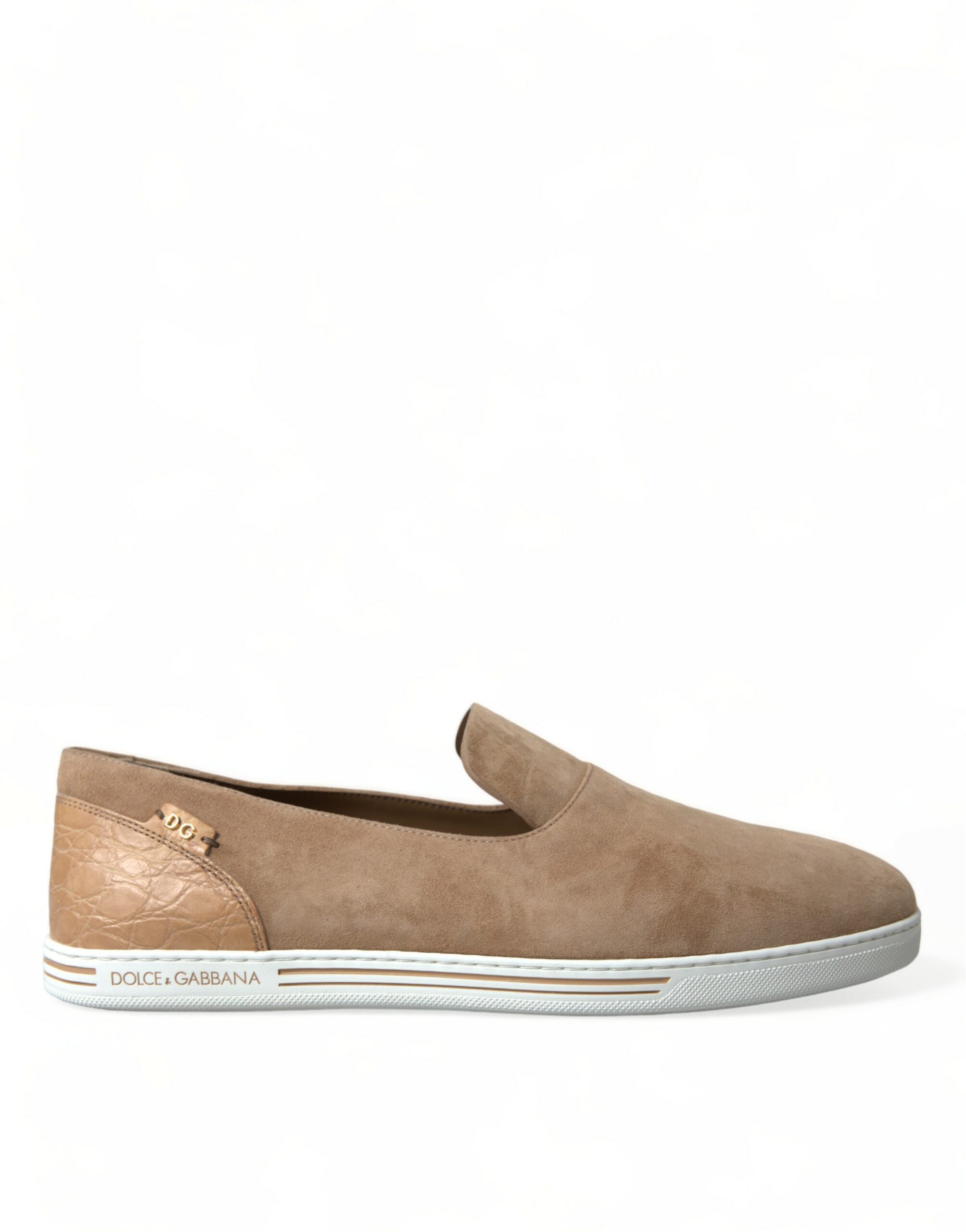 Beige mocka Caiman herrloafers tofflor skor