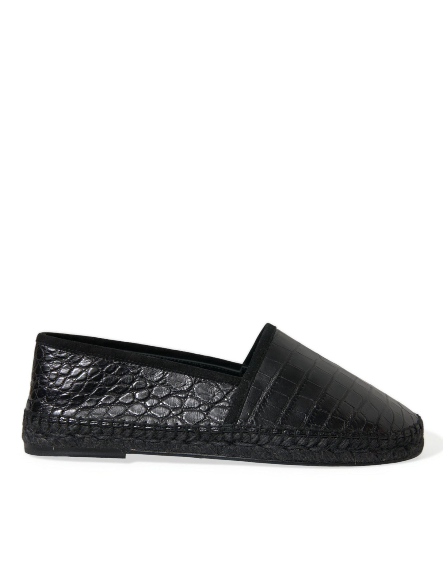Dolce & Gabbana Svarte Eksotiske Skinn Espadriller Slip On Sko