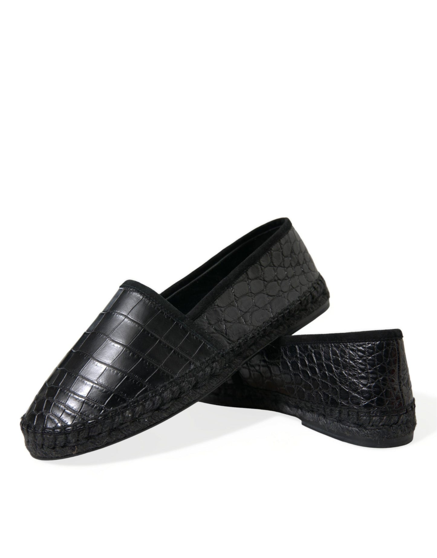 Dolce & Gabbana Svarte Eksotiske Skinn Espadriller Slip On Sko