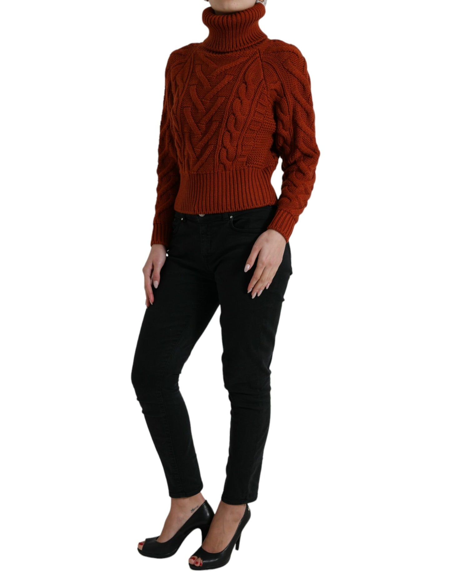Dolce & Gabbana Brun Ull Stickad Polotröja