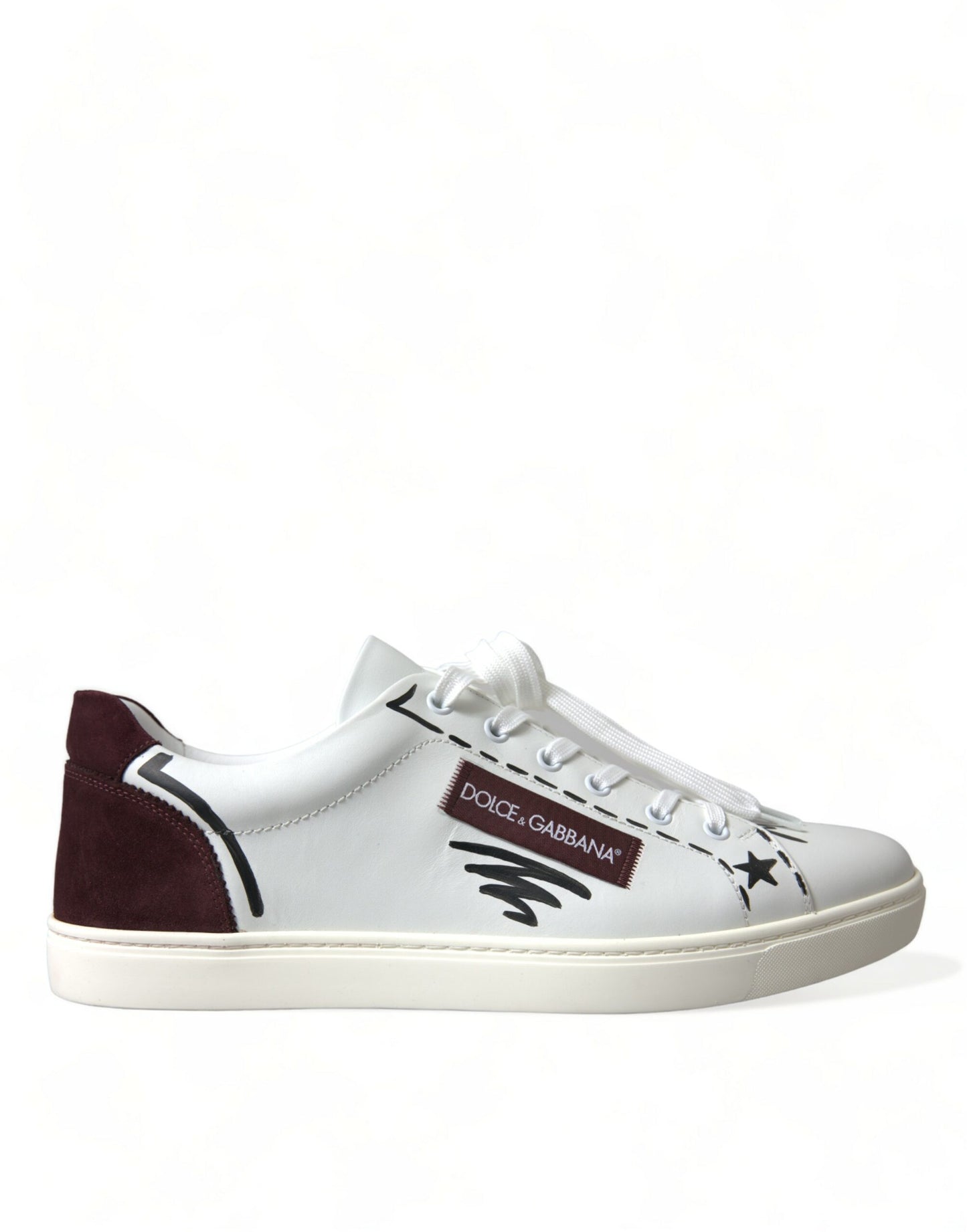 Dolce & Gabbana Vita Bordeaux Läder Logotyp Låga Sneakers Skor