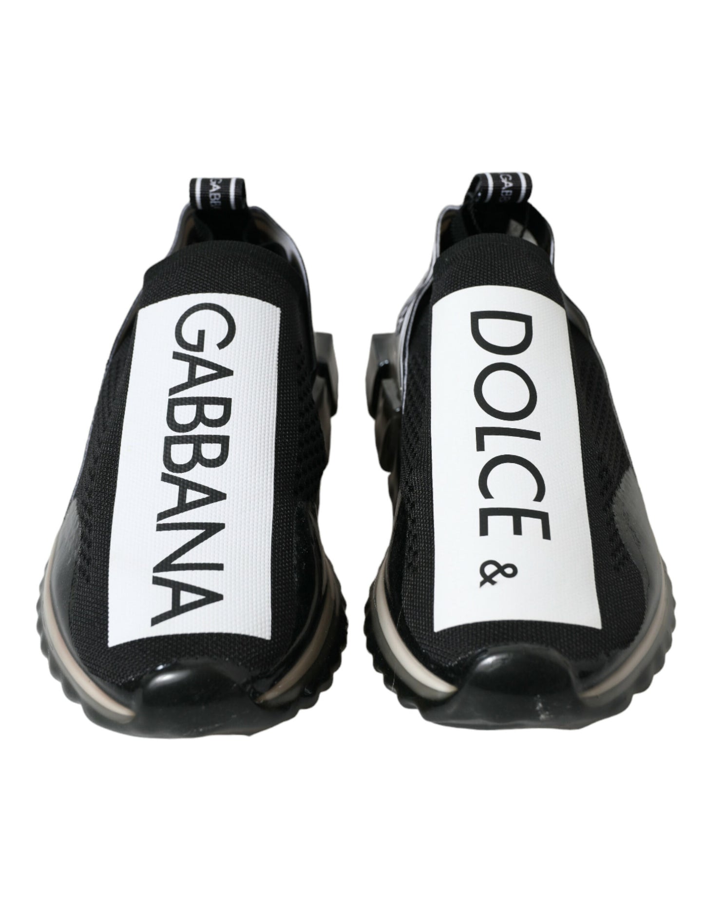Dolce & Gabbana Svarta Vita Slip On Sneakers Sorrento Skor