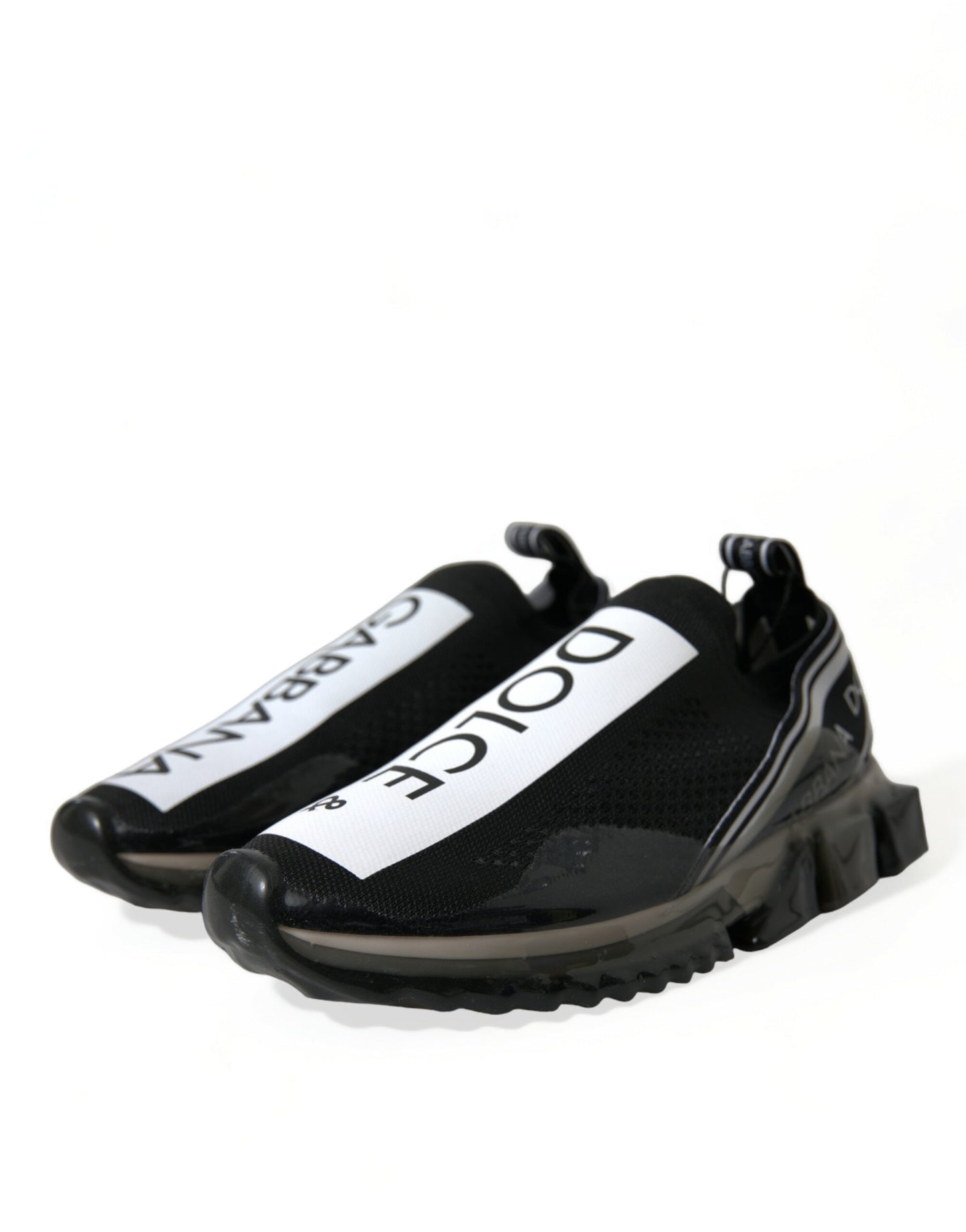 Dolce & Gabbana Svarta Vita Slip On Sneakers Sorrento Skor