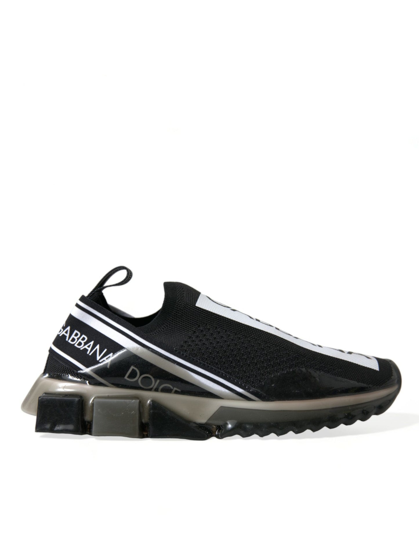 Dolce & Gabbana Svarta Vita Slip On Sneakers Sorrento Skor
