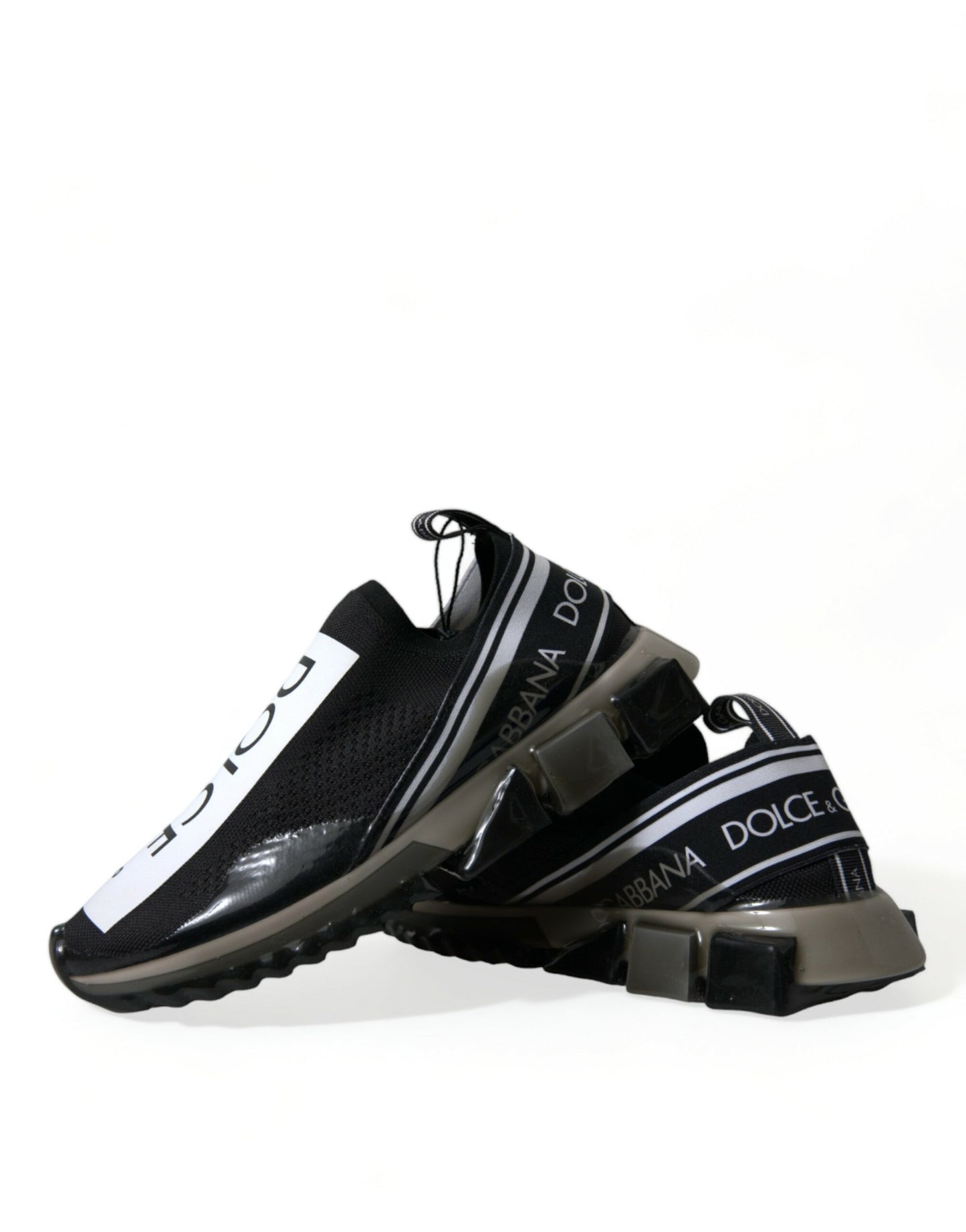 Dolce & Gabbana Svarta Vita Slip On Sneakers Sorrento Skor