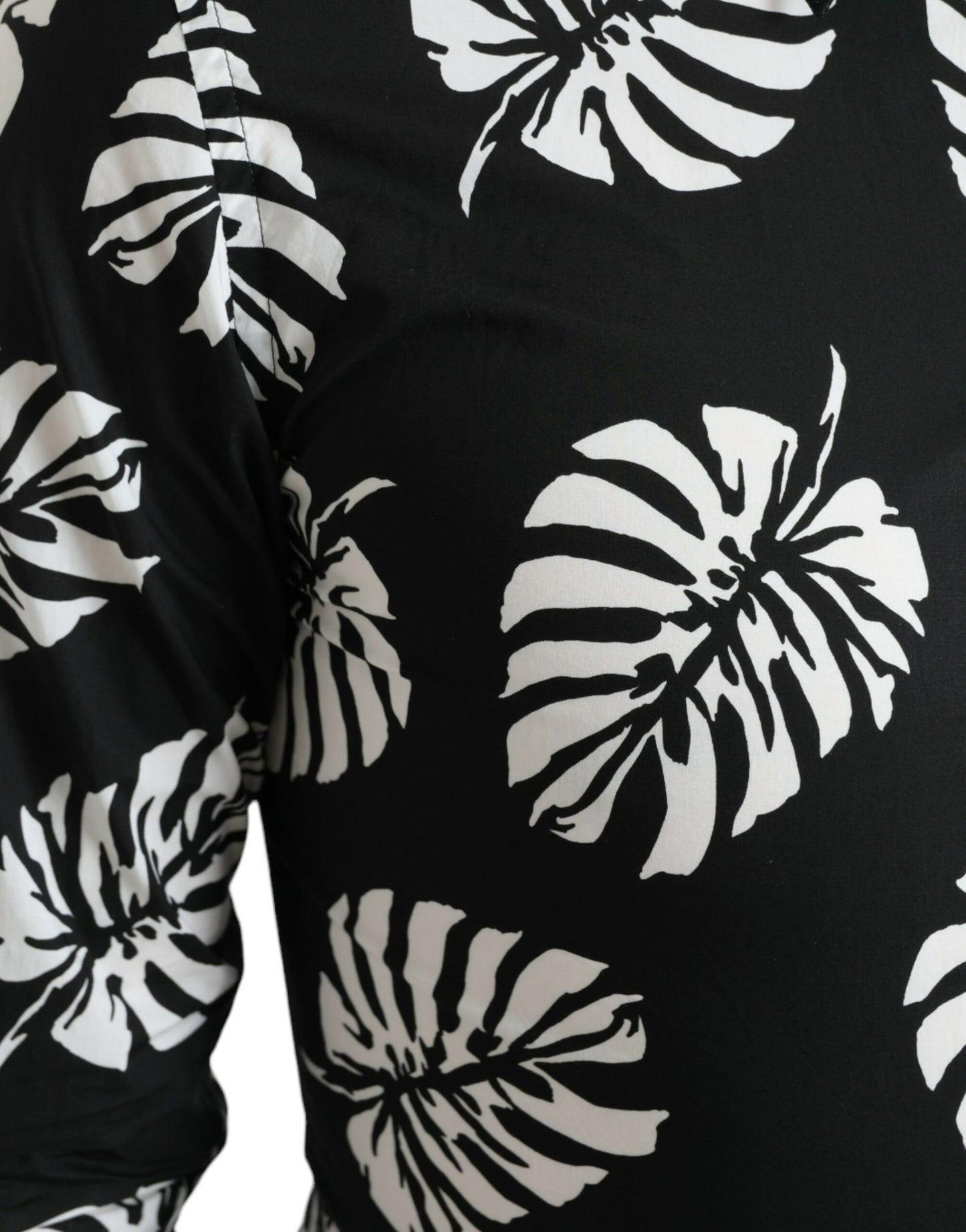 Dolce & Gabbana Black Leaf Cotton Herr Formell Guldskjorta