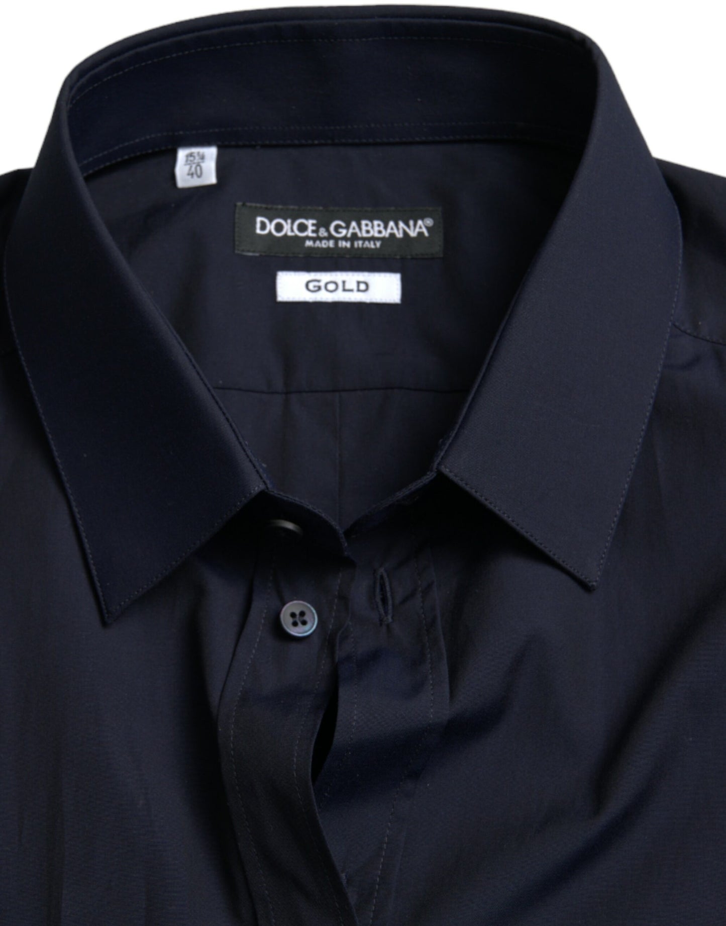 Dolce & Gabbana Marinblå Slim Fit Formell Guldskjorta
