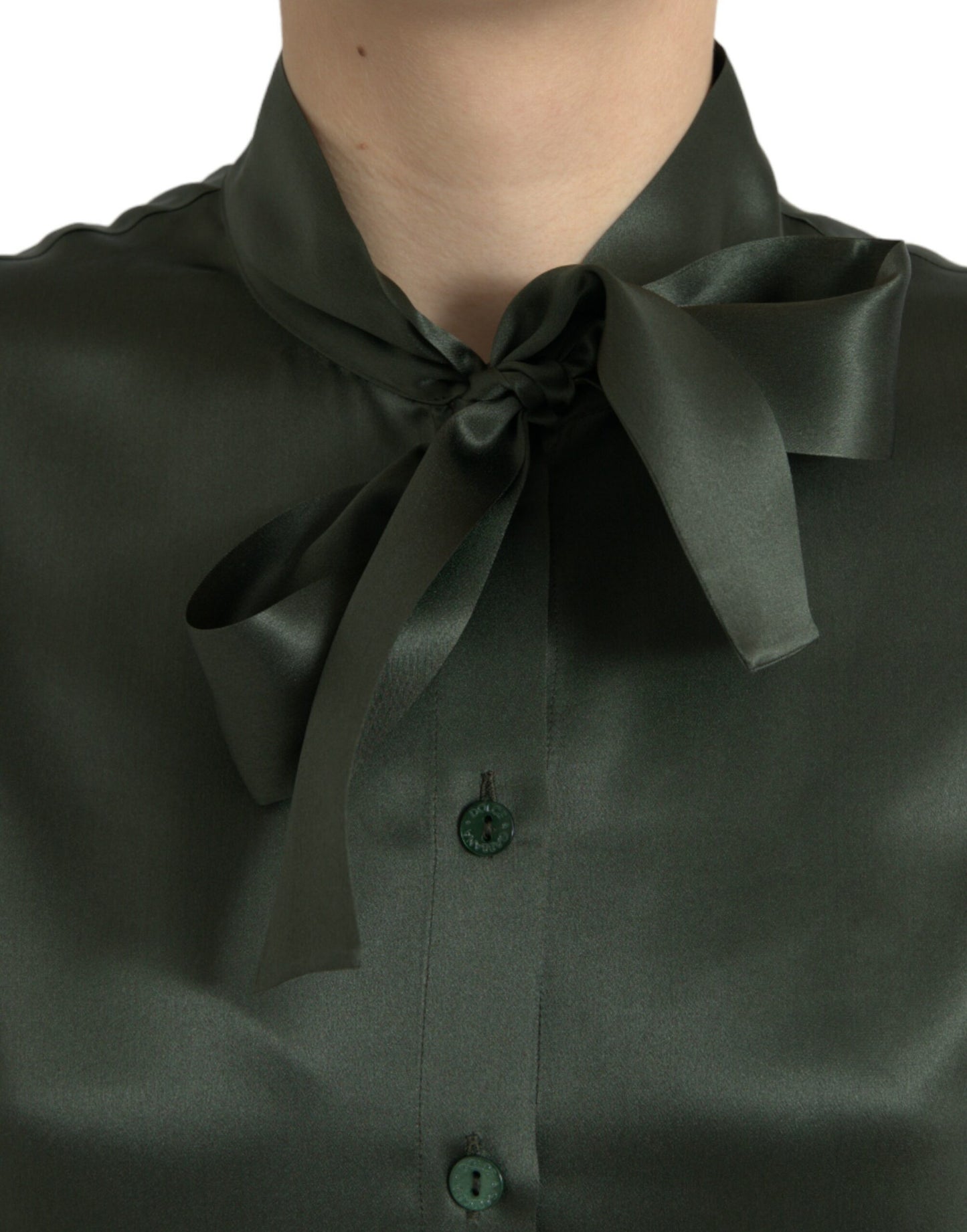 Dolce & Gabbana Grå Långärmad Blus med Ascotkrage