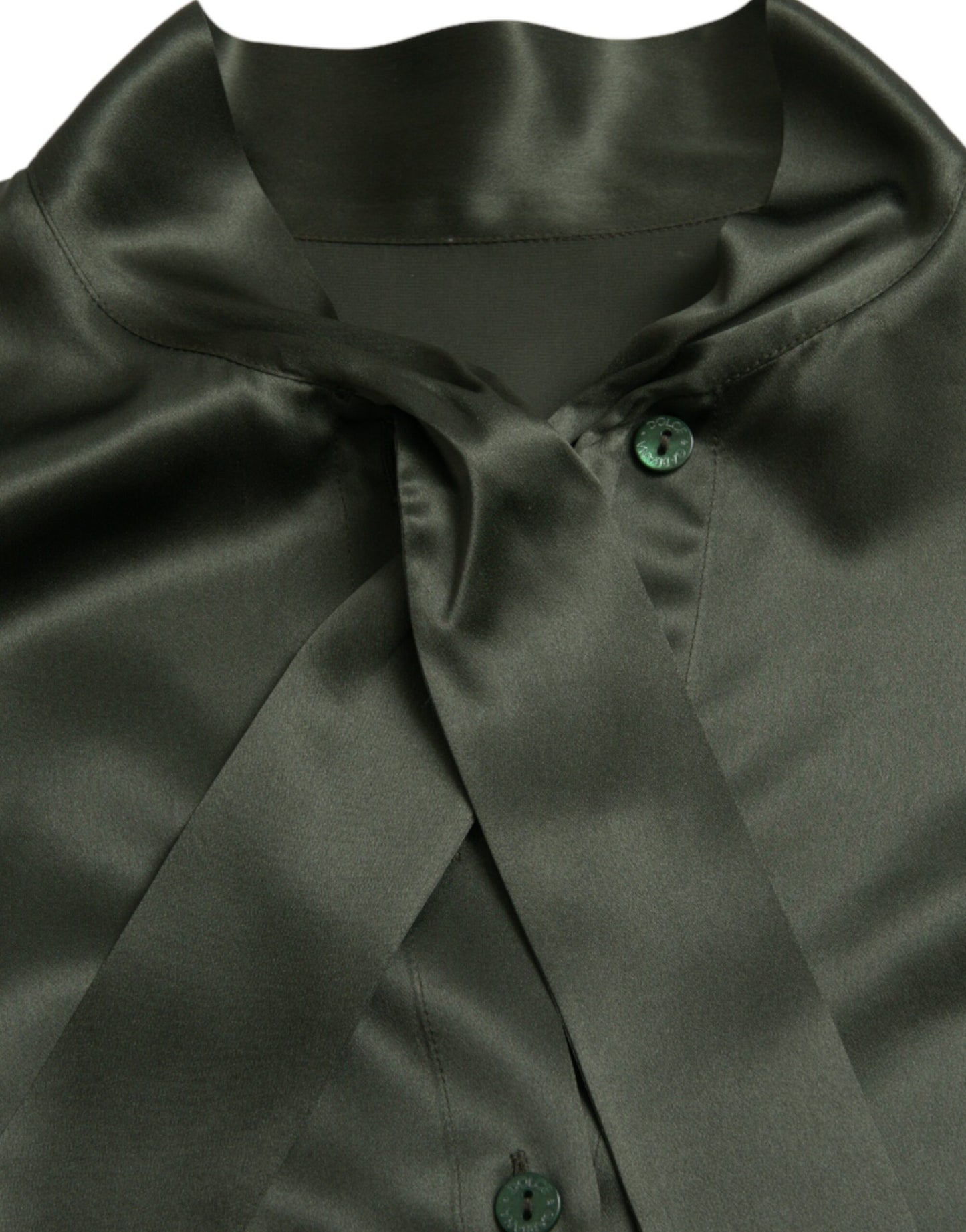 Dolce & Gabbana Grå Långärmad Blus med Ascotkrage