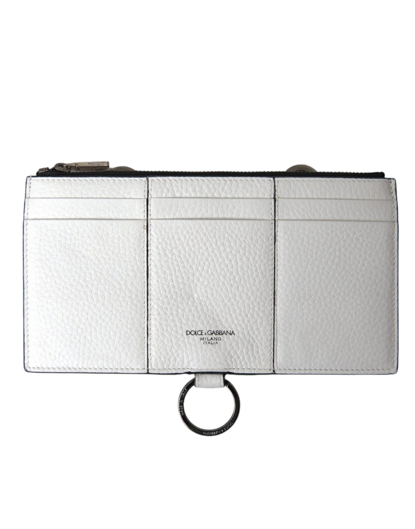 Dolce & Gabbana hvit kalveskinns stor crossbody-lommebok med kortholder