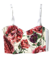 Dolce & Gabbana Multicolor Floral Sleeveless Bustier Crop Top