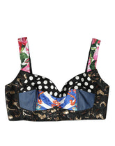 Dolce & Gabbana Multicolor Floral Patchwork Bustier Crop Top