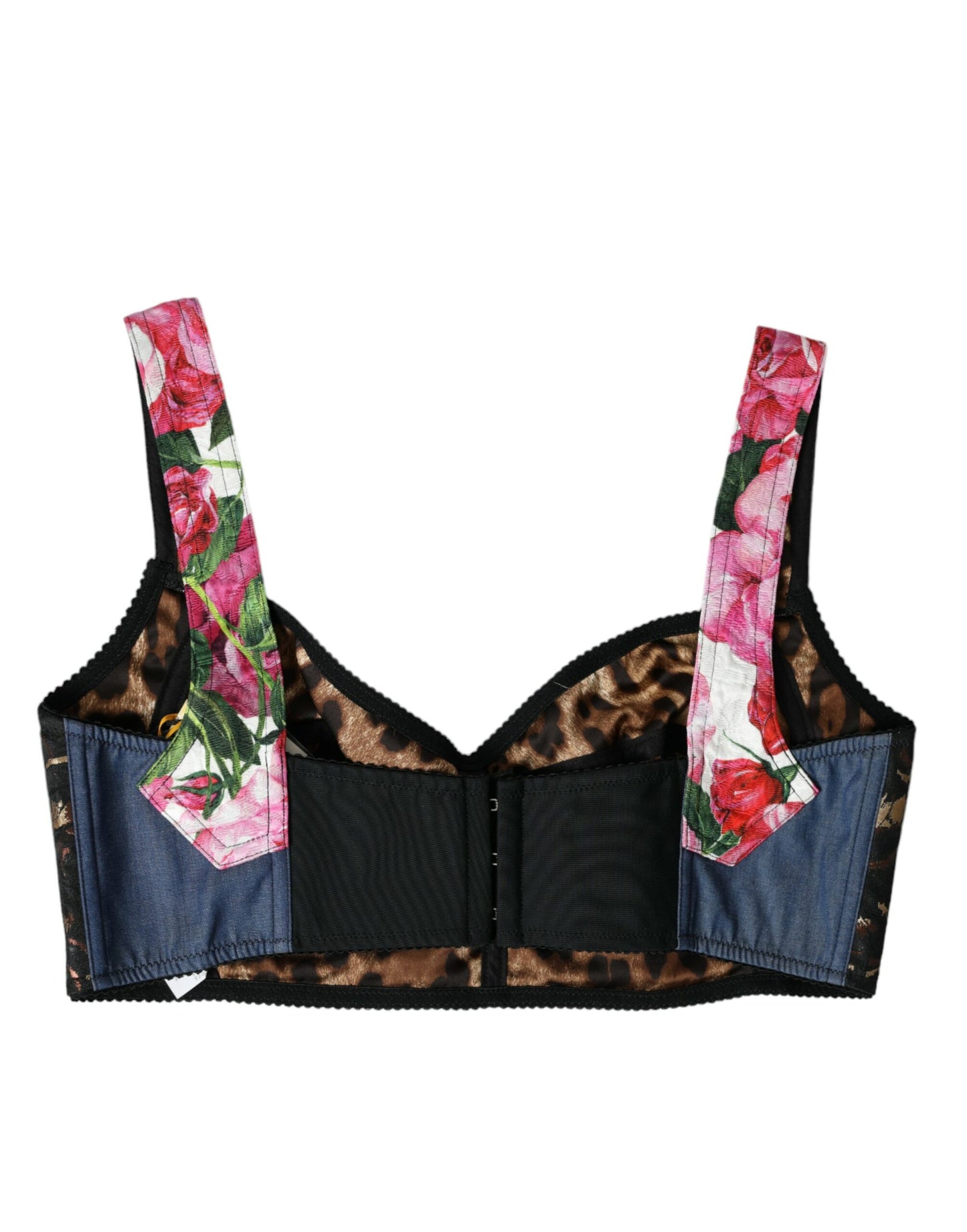 Dolce & Gabbana Flerfärgad Blommig Patchwork Bustier Crop Top