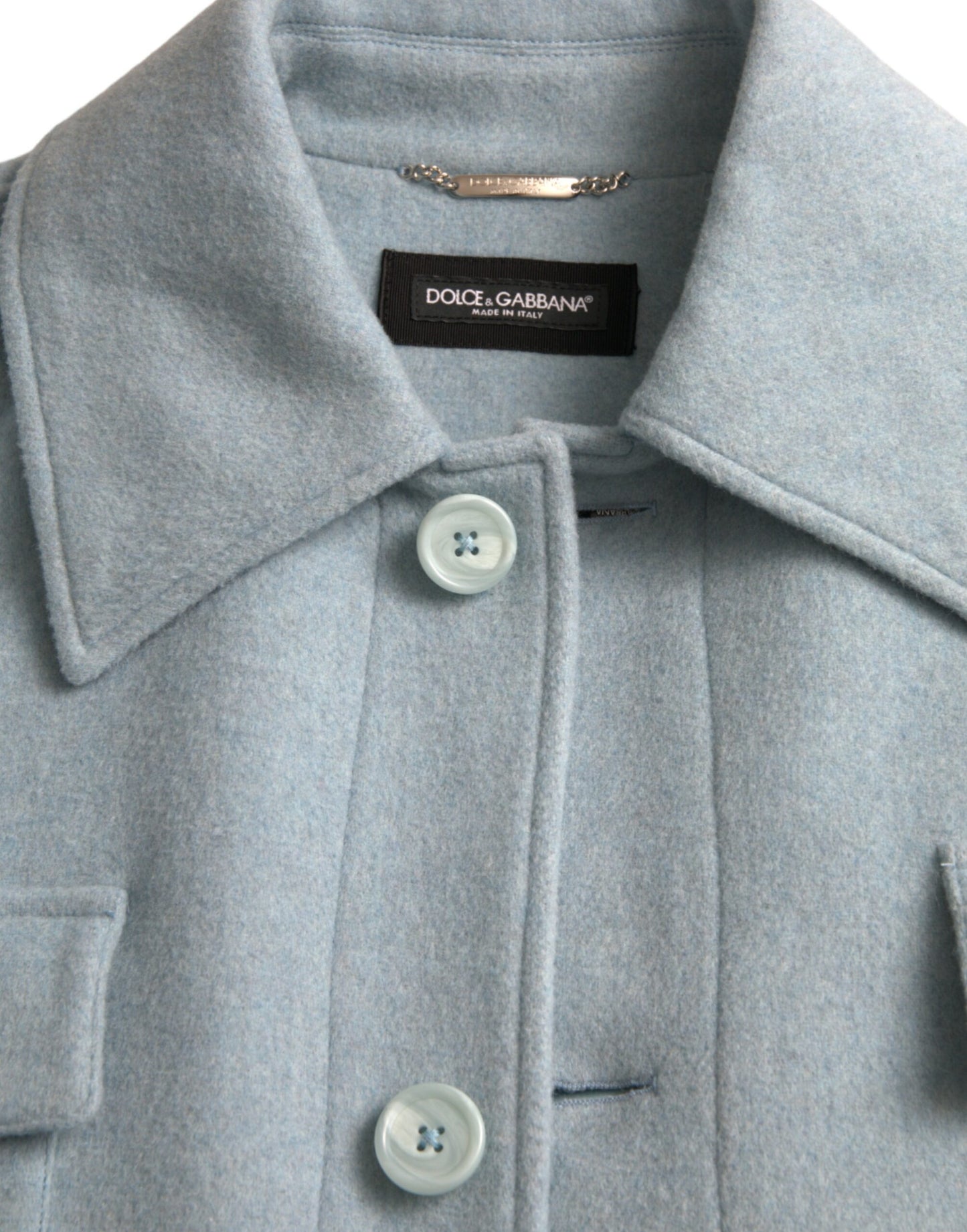 Dolce & Gabbana Lyseblå ullkåpe med knapper