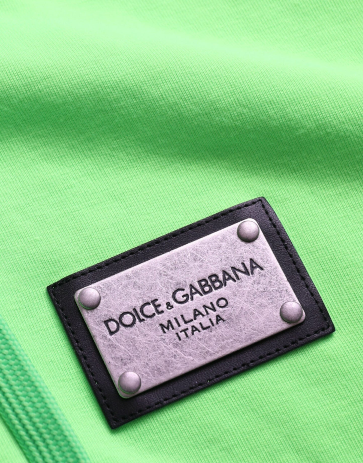 Dolce & Gabbana Neongrønn Hettegenser med Hel Glidelås