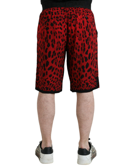 Dolce & Gabbana Røde Leopardprint Viskose Bermudashorts