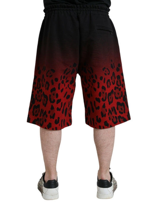 Dolce & Gabbana Røde Leopardprint Bomull Bermudashorts