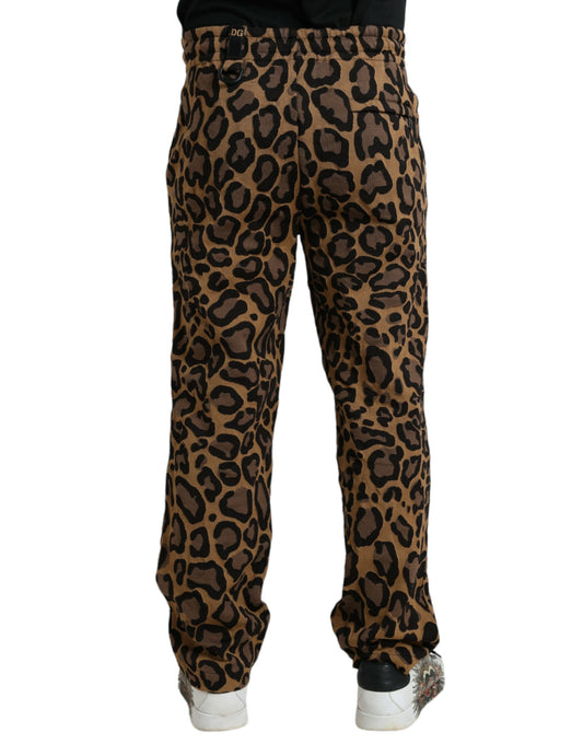Dolce & Gabbana brune leopardmønstrede joggebukser i polyester
