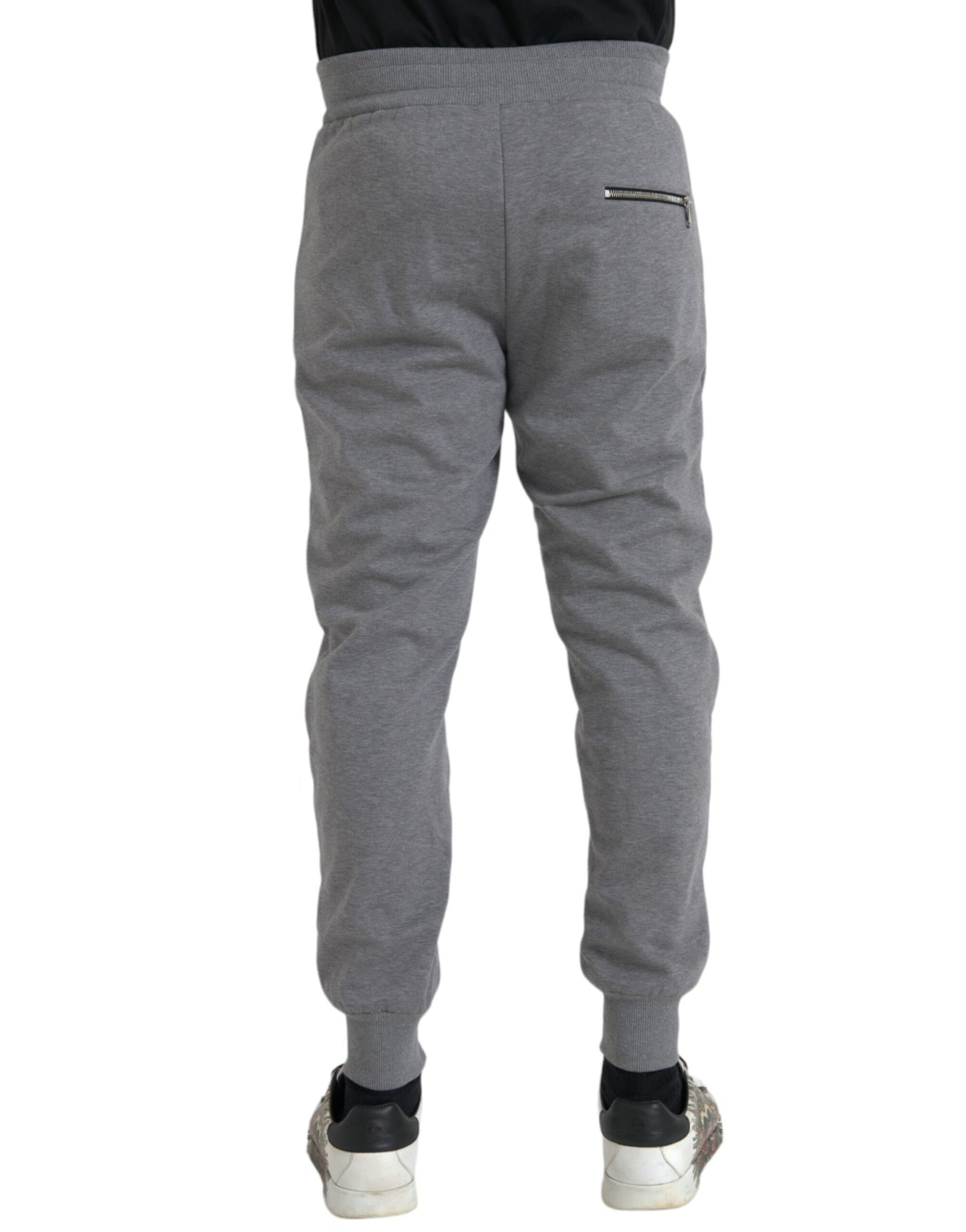 Dolce & Gabbana Grå Bomull Jogger Skinny Träningsbyxor