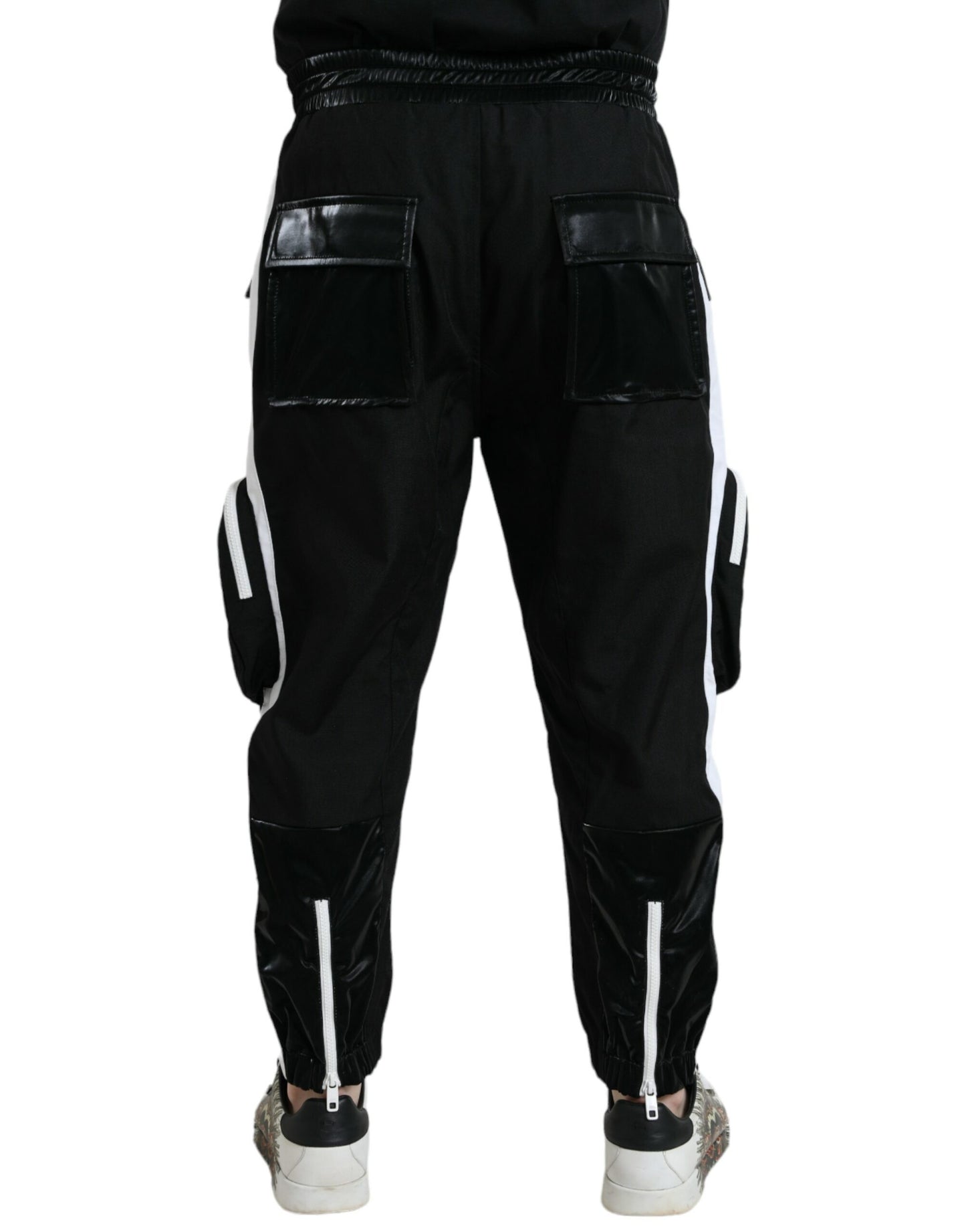 Dolce & Gabbana Svarta Nylon Cargo Jogger Herr Träningsbyxor Byxor
